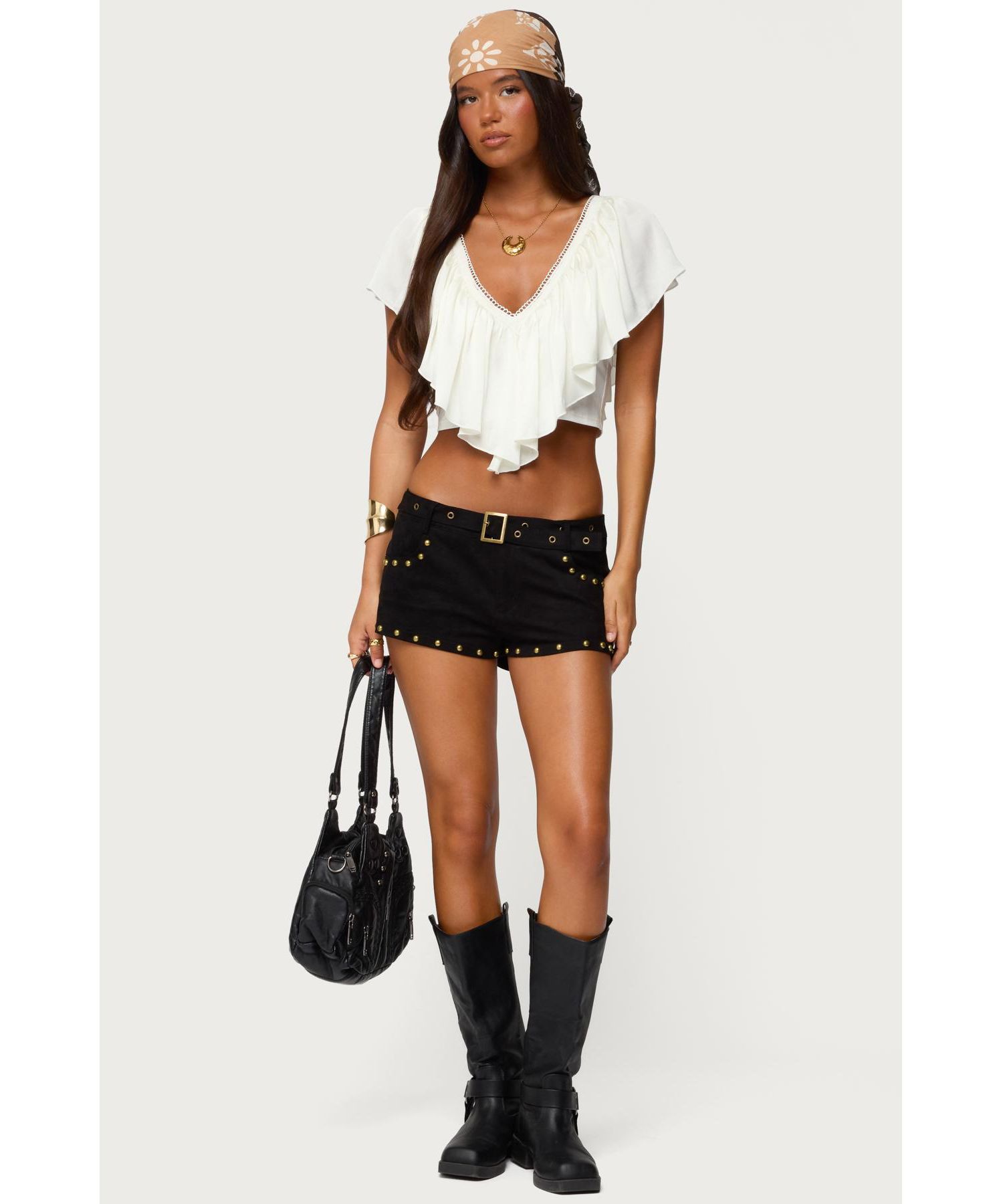 Women's Studded Faux Suede Micro Shorts