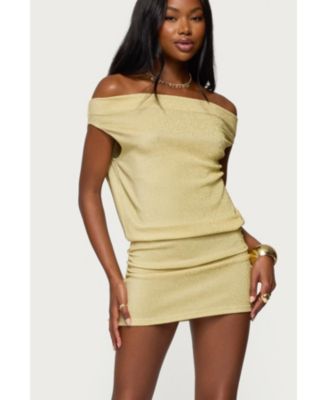 Womens Eris Metallic Off Shoulder Mini Dress