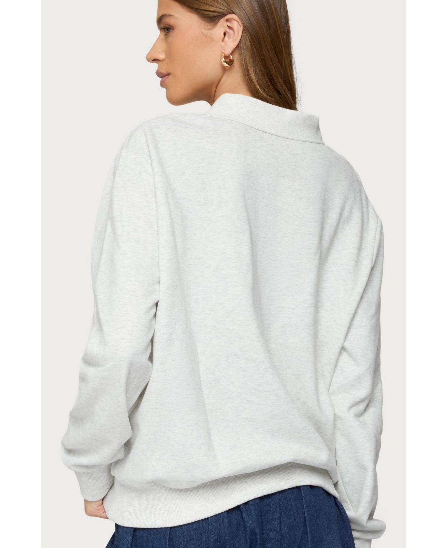 Женский свитшот Edikted Scholar Oversized Polo Sweatshirt, цвет: Серый меланжевый — фото 2