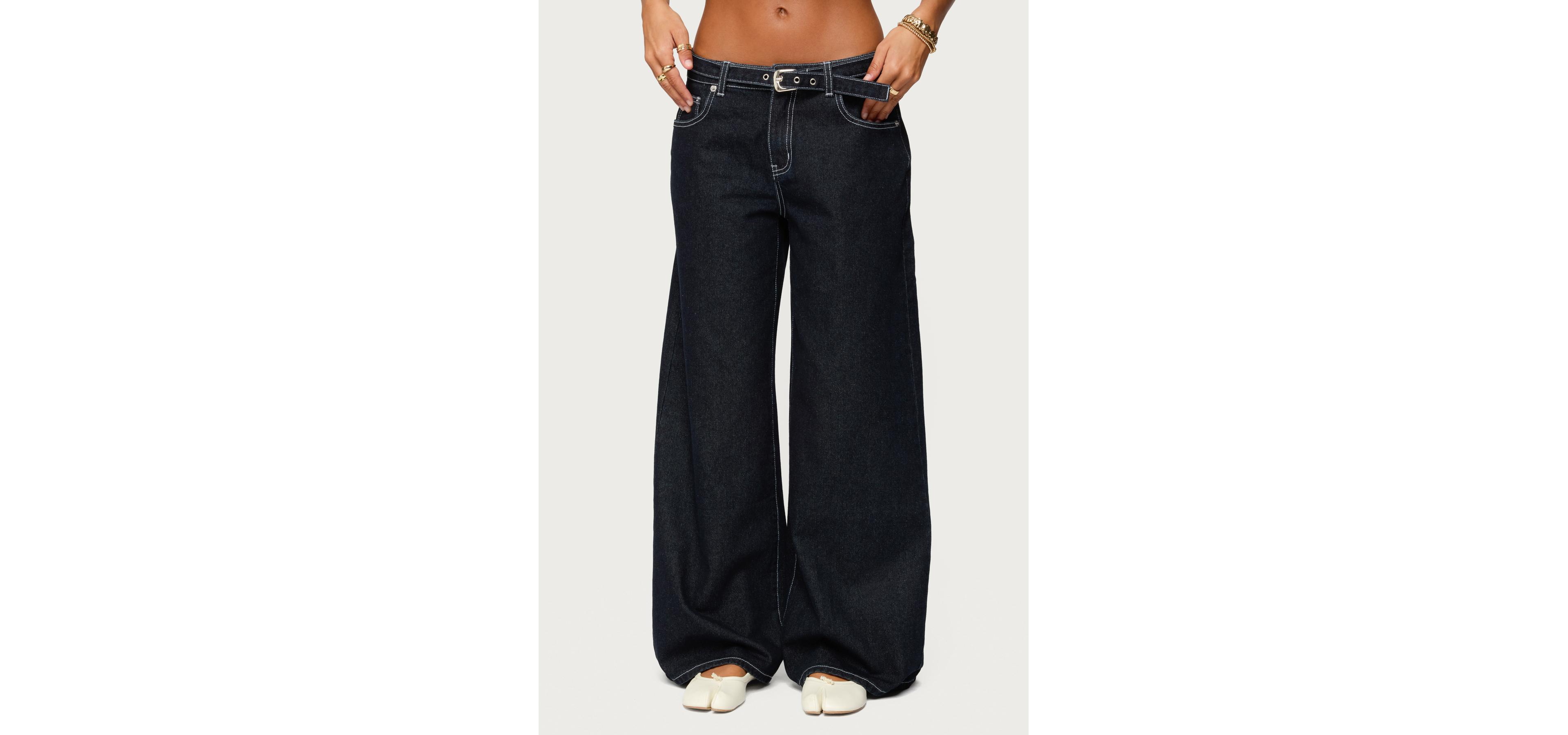 Edikted Women's Karah Belt Low Rise Jeans