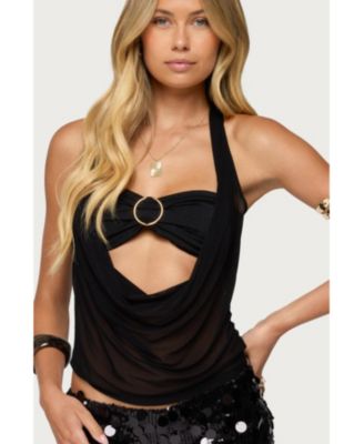 Women's Issey Layered Bandeau,Bra Cowl Neck Top