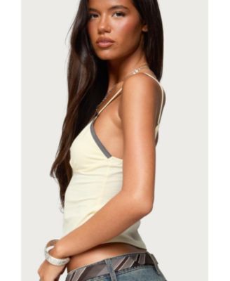 Womens Ruelle Contrast Frill Tank Top