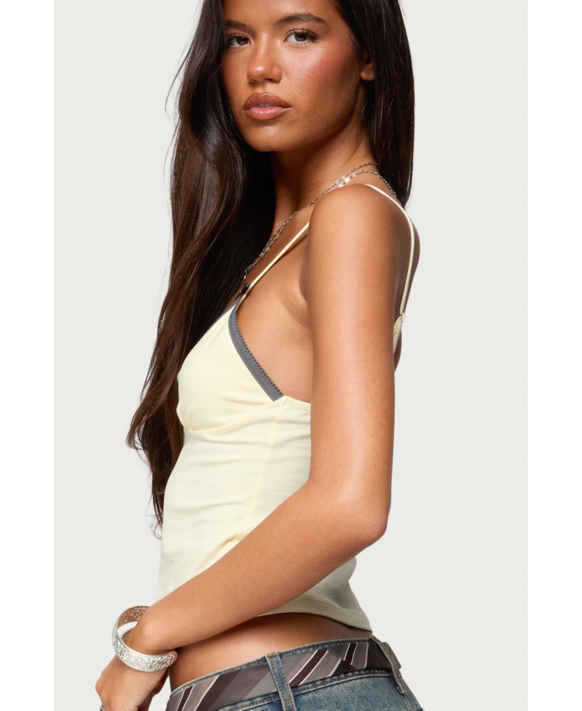 Edikted Womens Ruelle Contrast Frill Tank Top