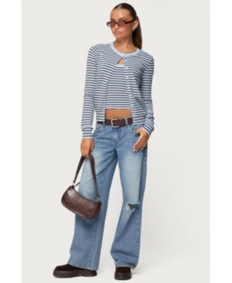 Womens Dutton Distressed Low Rise Jeans