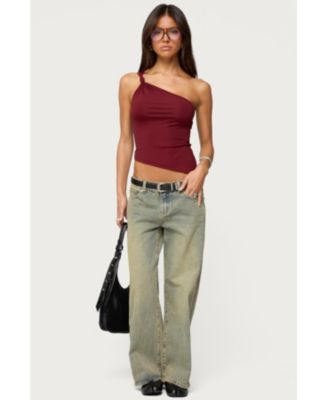 Women's Knotted One Shoulder Asymmetric Top