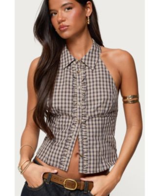 Women's Imrie Plaid Collared Halter Top