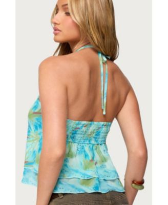 Women's Dragon Lily Layered Chiffon Halter Top