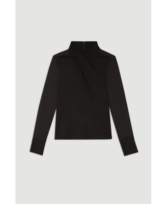 Jersey And Georgette Mix High Neck Top