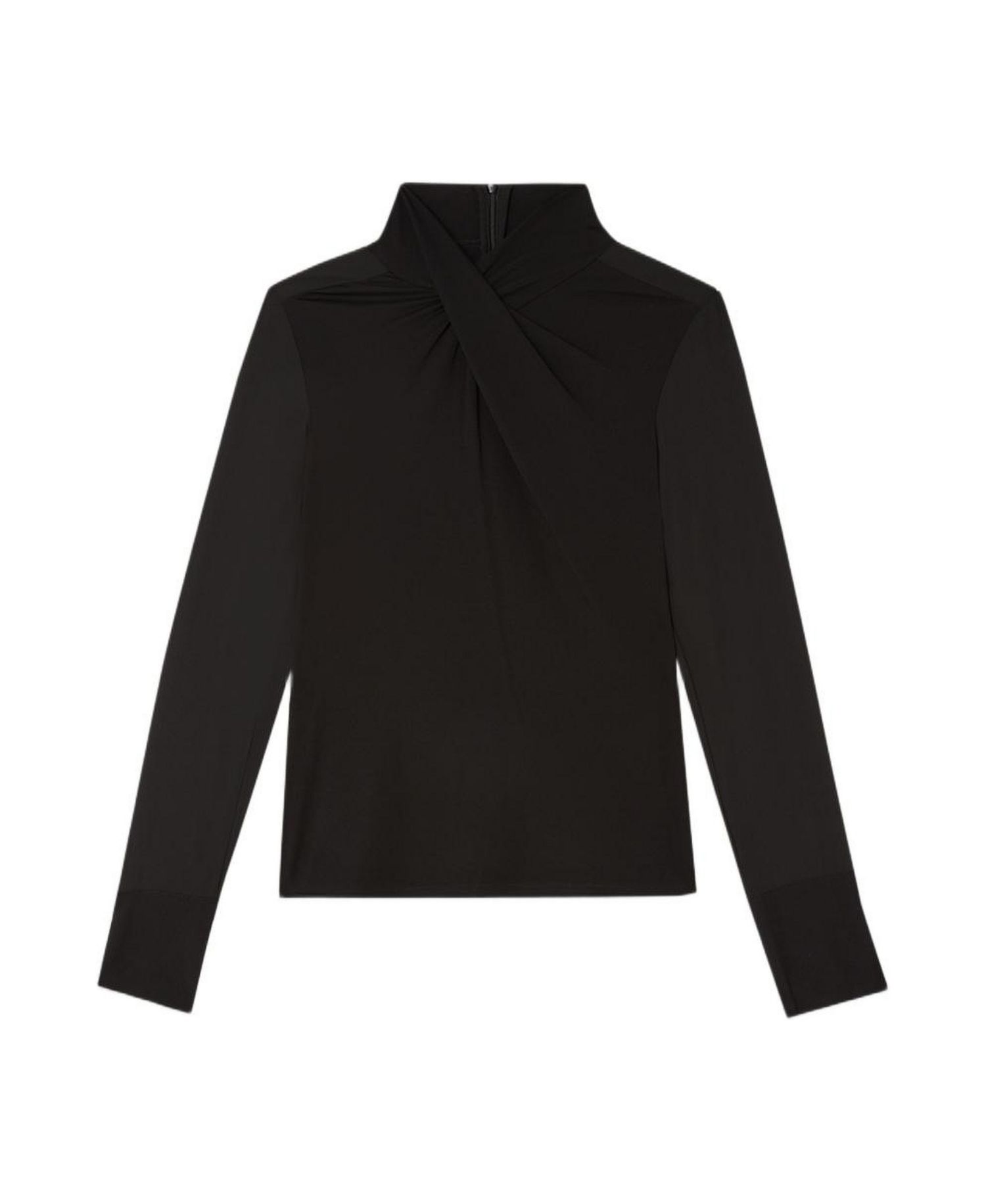 Jersey And Georgette Mix High Neck Top