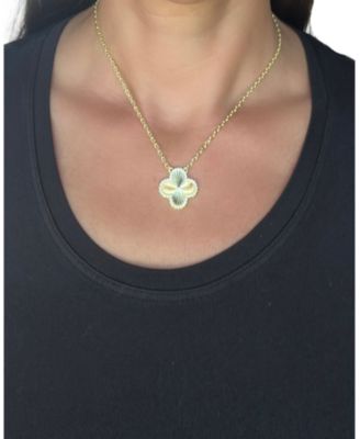 18K Gold Plated Flower Solitaire Pendant with CZ Surround