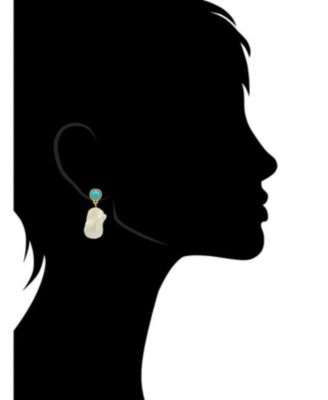 Turquoise and Baroque Shell Pearl Drop Earring