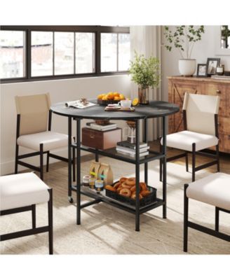 Round Outdoor Dining Table for 4 People 36 inch Acacia Wood Patio Table for Yard