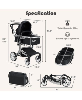 Baby 2-in-1 Stroller High Landscape Stroller w/ Reversible Seat