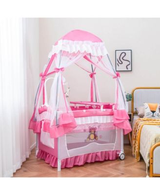 Portable Baby Playpen Crib Cradle Changing Pad Mosquito Net Toys