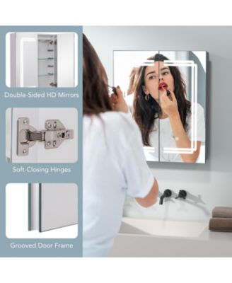 23.5 x 27.5 Inch Bathroom Medicine Cabinet w/ Mirror LED Lighted Mirror Cabinet