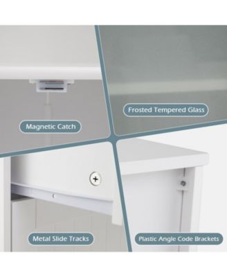 Bathroom Floor Storage Cabinet Freestanding Cupboard Pantry w/ 2 Drawers