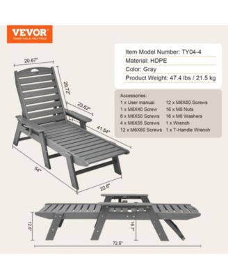 Outdoor Chaise Lounge Chair with 6-Position Adjustable Reclining Bench