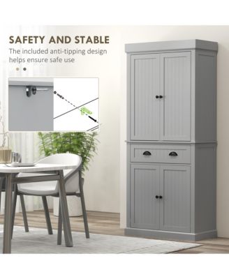 Tall Kitchen Storage Cabinet with Doors and Shelves for Pantry and Dining Room