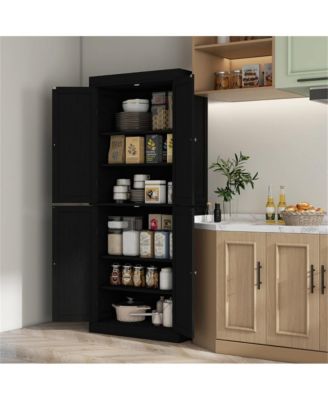Robust Kitchen Storage Cabinet with Doors and Adjustable Shelves for Organized Pantry