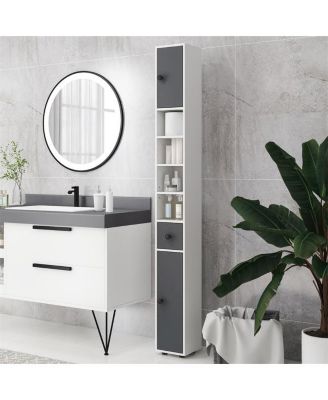 Compact Bathroom Floor Cabinet with Multiple Shelves for Extra Bathroom Storage