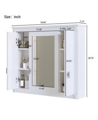 1Pc MDF & Iron Mirrored Door, 4 Shelves & Wall-Mounted Design Medicine Cabinet