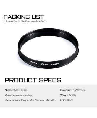 85mm Adapter Ring for Mini Clamp-on Matte Box, Black