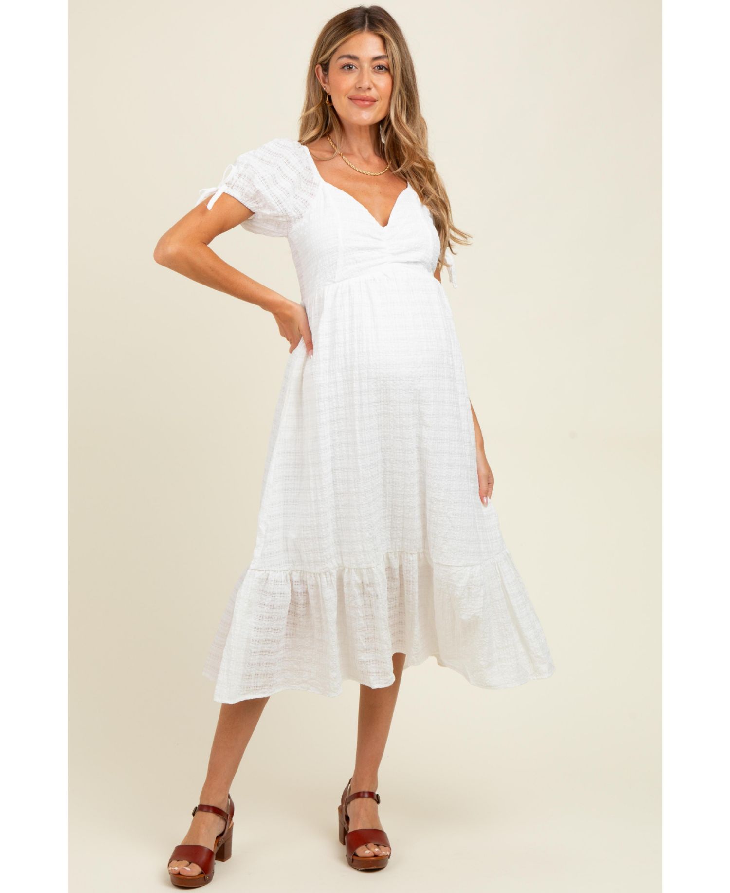 Women's Ivory Solid Sweet Heart Dress