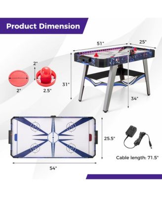54'' Air Hockey Game Table w/2 Pushers Pucks Adjustable Foot Pads LED Scoreboard