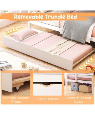 Twin Size Wooden Bunk Bed w/ Trundle Storage Stairs Convertible