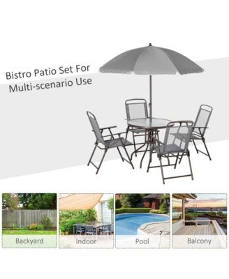 6 Piece Fabric Patio Dining Set for 4 with Umbrella,