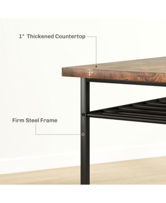 3-Piece Small Dining Table Set with Built-in Storage Rack,