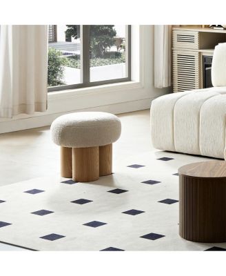 Modern Mushroom Ottoman with Wool Cushion, Footstool, Upholstered Seat for Living Room or Bedroom-The Pop Home