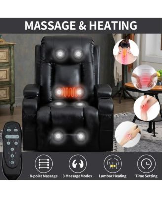 Electric Power Lift Recliner Chair with Massage, Heat & USB