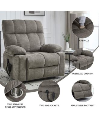 Heavy Duty Power Lift Recliner with Dual Motors, Massage & Heat, Infinite Position Chair with Cup Holders