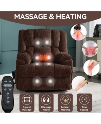 Power Lift Recliner Chair for Heavy People with Dual Motors, Heat & Massage, 350 LBS Capacity Recliner-Maison Boucle