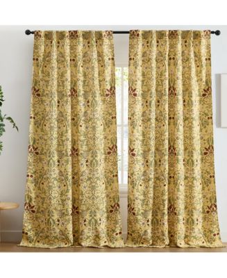 HLC.ME Florence Floral & Birds Patterned Window Back Tab Rod Pocket ...
