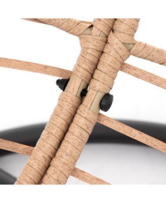 Natural Wicker Egg Swing Chair with Beige Cushion for Indoor and Outdoor Use