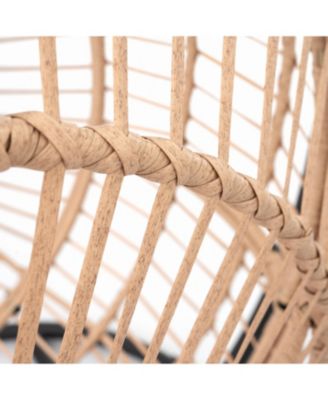 Natural Wicker Egg Swing Chair with Beige Cushion for Indoor and Outdoor Use