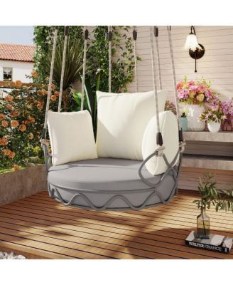 Outdoor Floating Swing Chair with 8 Inch Waterproof Cushion 300lb Capacity