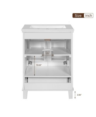 24" Solid Wood and MDF Bathroom Vanity with Sink, Soft-Close Doors, Drawer and Storage Shelves
