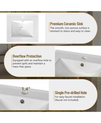 20" Bathroom Vanity with Ceramic Sink, Soft-Close Door, Adjustable Shelf and Door-Mounted Storage Rack