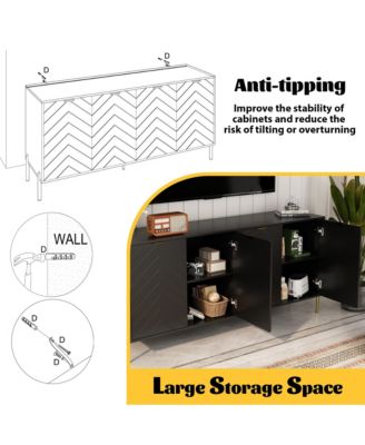 4-Door Accent Cabinet More Large Storage Cabinet