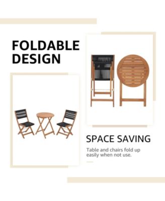 35 Inch Acacia Wood Bistro Set with Wicker Seating 2 Chairs and Table