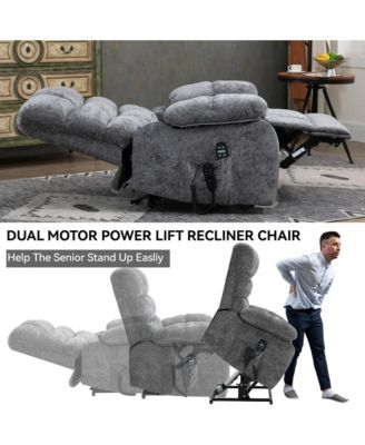 Lift Recliner Chair Heat Massage Dual Motor Infinite Position Up to 350 LBS Large Electric Power Lift Recliners with Power-Remote