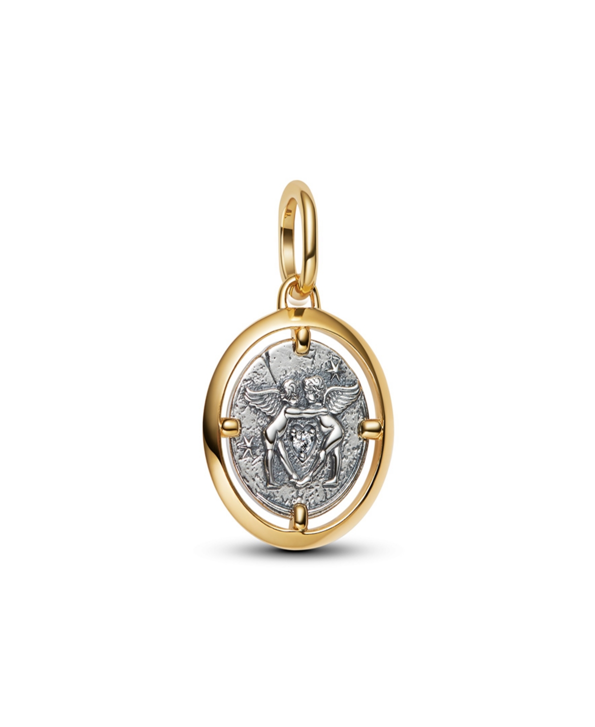 Pandora Two Tone Cupids Medallion Charms In Gold