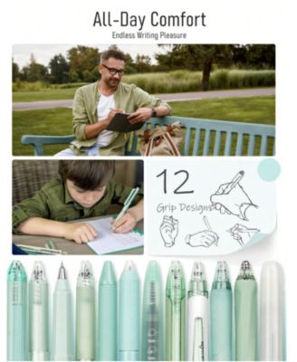 12Pack Pastel Gel Ink Pen Set, 11 Pack Black Ink Pens With 1Pack Highlighter For Writing, Retractable 0.5mm Fine Point Cute Note Taking Pens For School Office