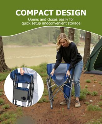 Camping Chair Oversized Beach Chair with Cooler Bag, Fold-Out Side Table, Cup Holder