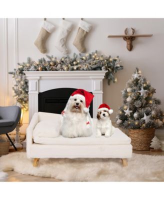 L Shaped Elevated Waterproof Pet Bed with Soft Removable Cushion Mat and Pillow