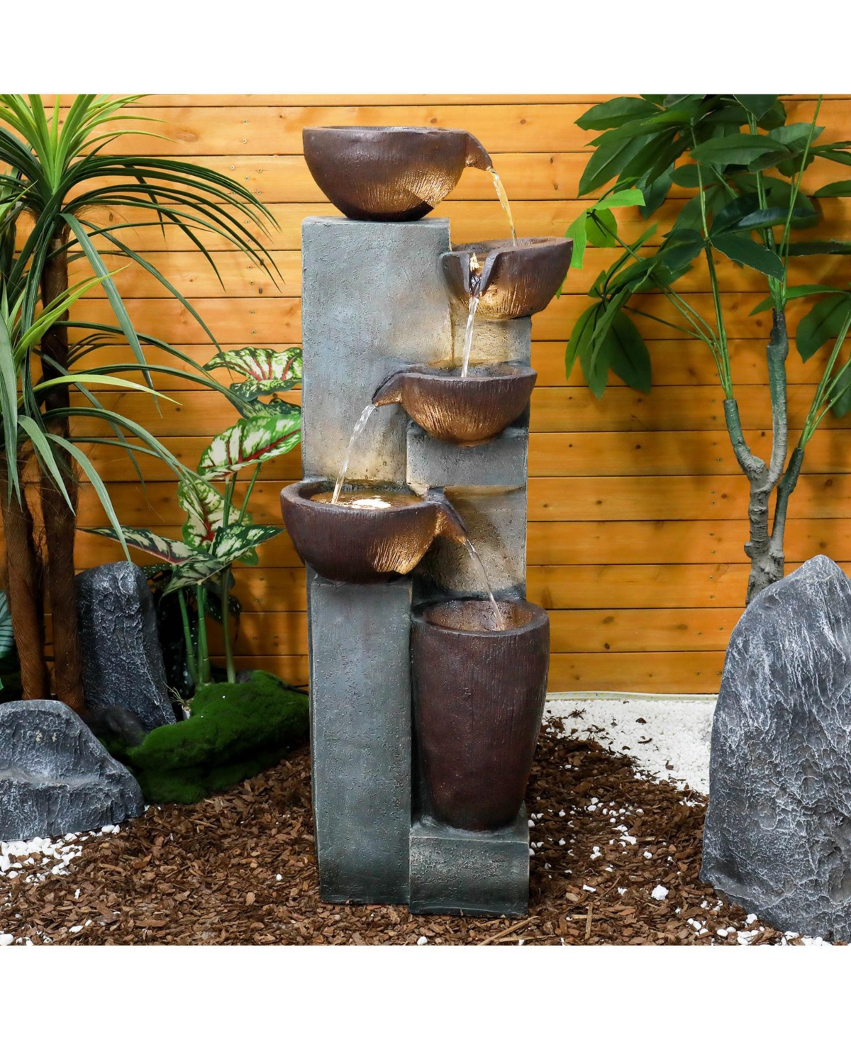 SunJet 5-Tier Cascading Indoor/Outdoor Water Fountain with Led Lights