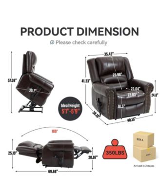 Power Lift Recliner Chair Heat Massage Dual Motor Infinite Position Up to 350 LBS
